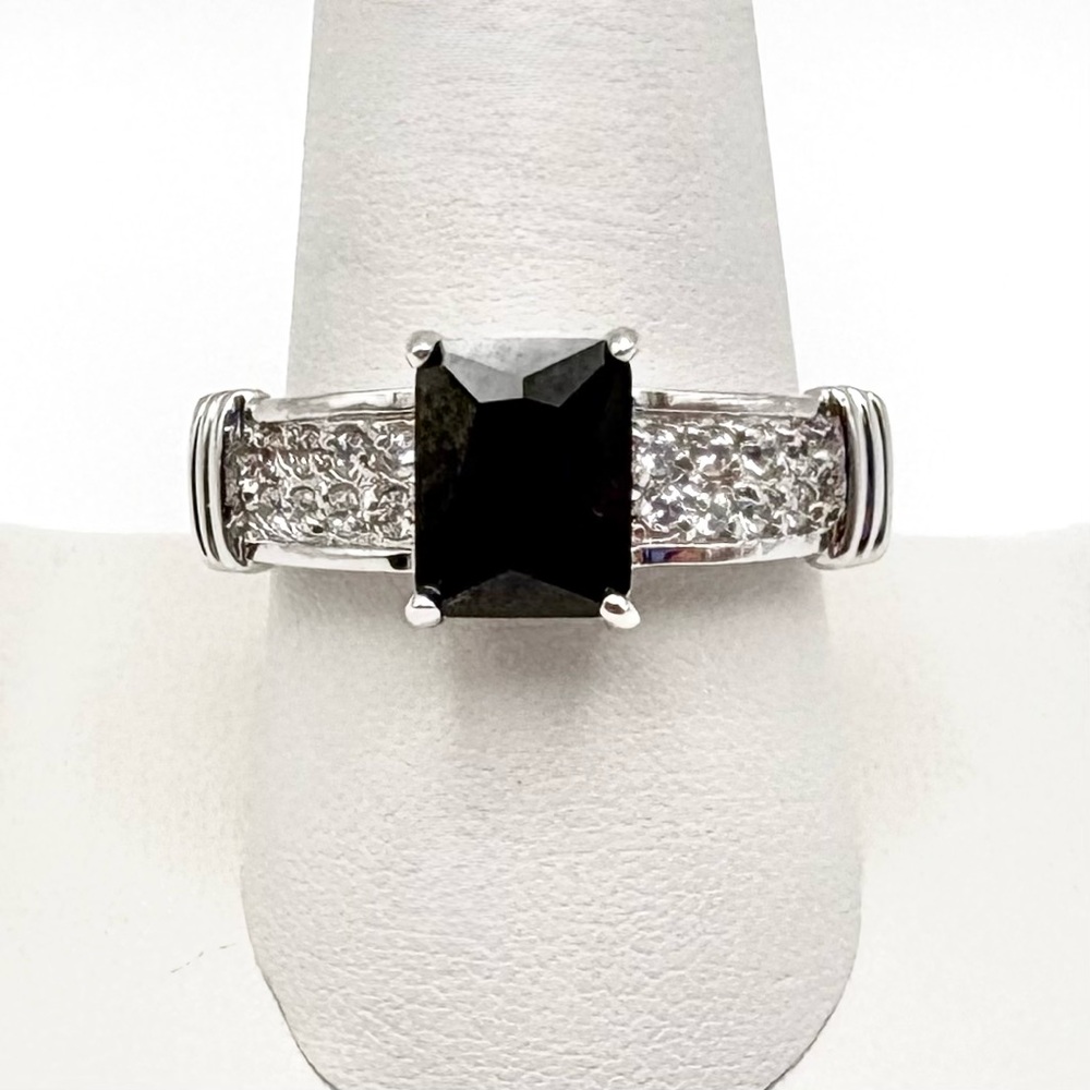 New Sterling Silver & Onyx Pave Ring Purchased from Freida Rothman Size 10